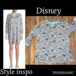 Disney women’s pajama XL night gown  PJ long sleeve stitch grey blue knit top